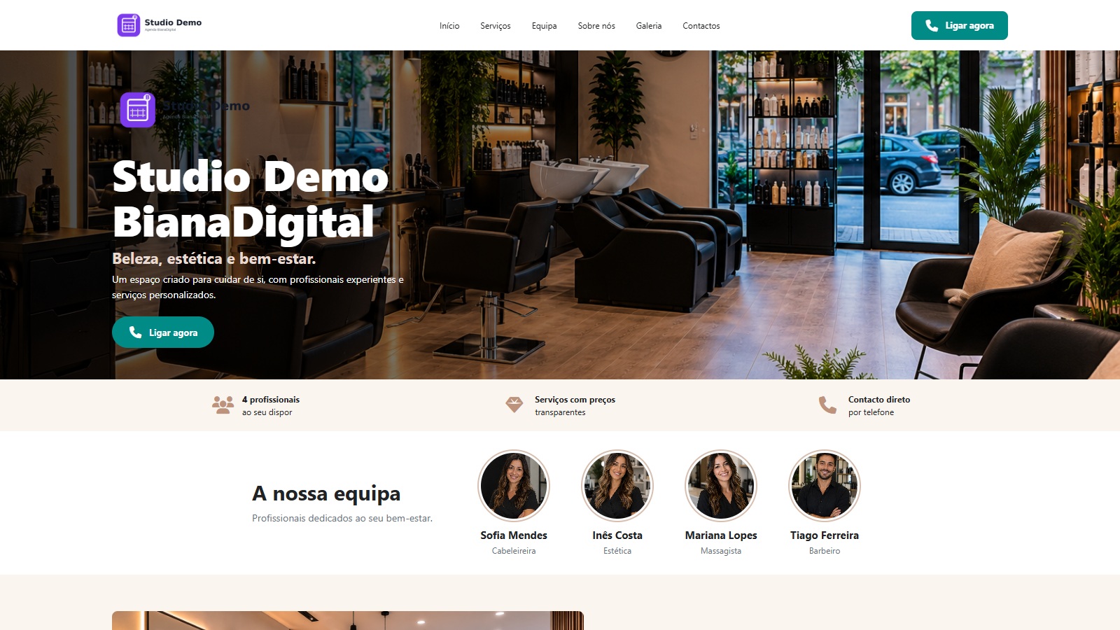 Apresenta o teu negócio, a equipa e os contactos no novo mini-site público.